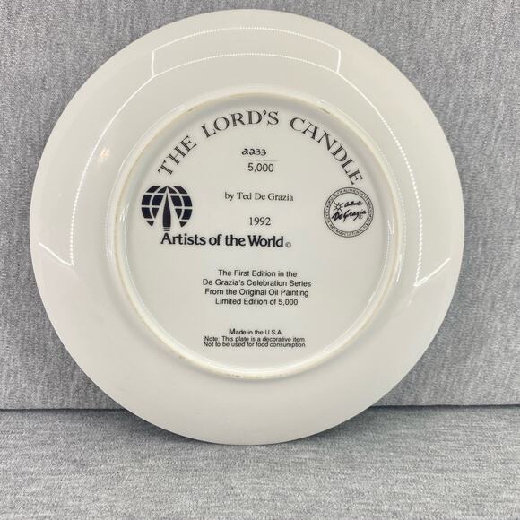 Vintage 1992‎ De Grazia The Lord's Candle Artist of the World 8" Collector Plate - Picture 2 of 6